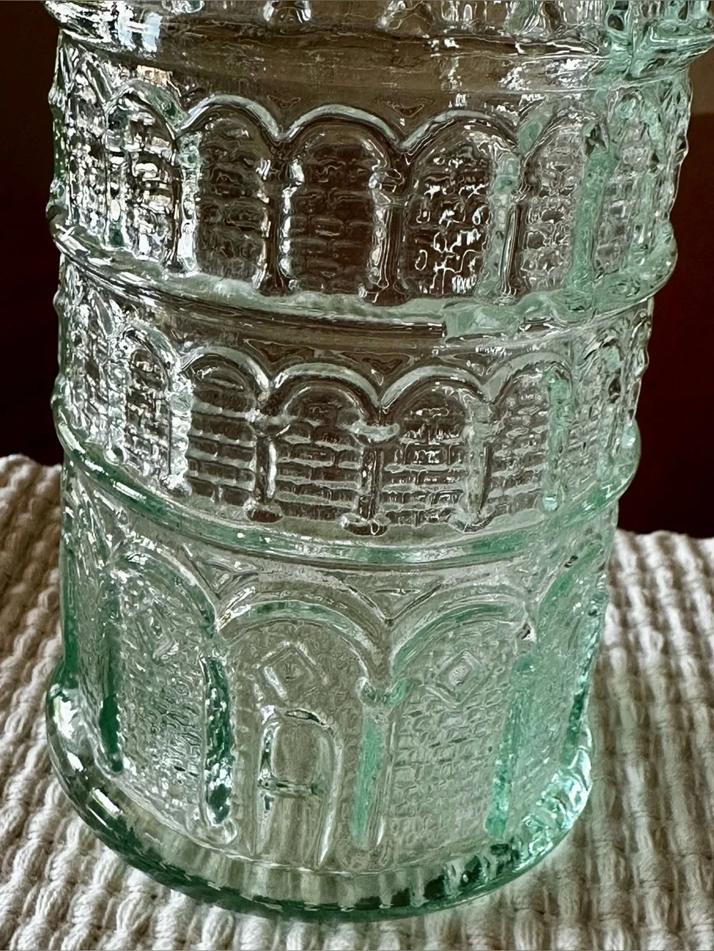 Vintage Green Glass bottle Leaning Tower of Pisa. Made in Italy. Cork included.